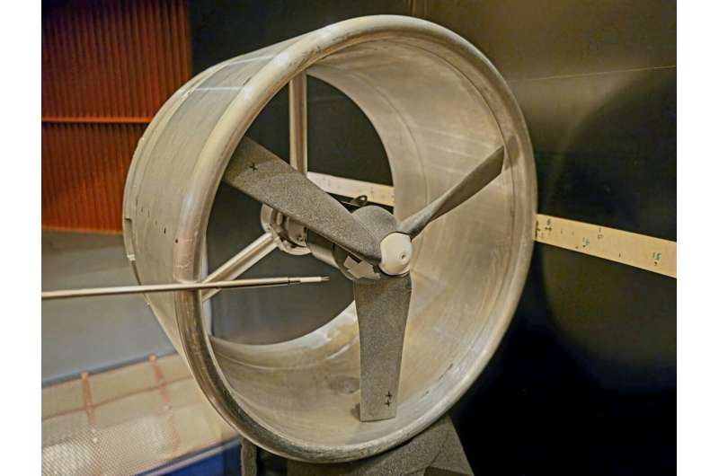 Hot-wire measurement setup for a BLI configuration, featuring a ducted fan installed adjacent to a curved airframe surface. The setup enables high-resolution velocity field analysis to uncover the aerodynamic origin of the haystacking noise pattern and its link to perceived noise. Credit: Dr. Feroz Ahmed Research reveals why next-generation engine noise grinds our gears