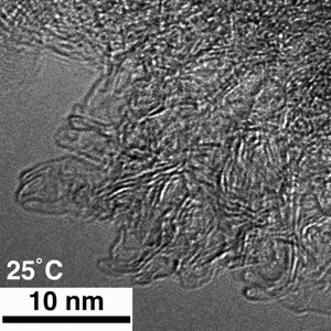 Temperature-dependent TEM observations of graphene-coated carbon at elevated temperatures. Credit: Nature Energy (2025). DOI: 10.1038/s41560-025-01783-z A method to store high-density methane in graphene-coated nanoporous carbon