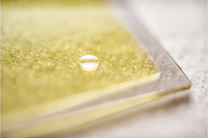 The new material consists of three layers: a layer of cubic silicon carbide, a layer of cobalt oxide and a catalyst material that helps to split water. Credit: Olov Planthaber/Linköping University More effective production of "green" hydrogen with new combined material